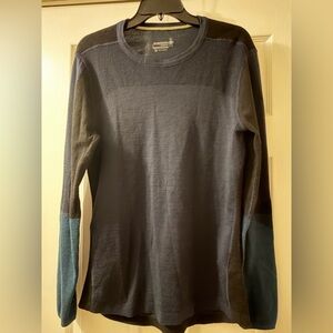 Smartwool Men's Intraknit Crew Neck Navy, Charcoal and Teal Shirt Size L
